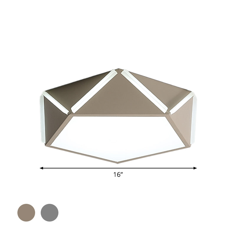 Pentagonal Flushmount LED Ceiling Lamp for Child's Bedroom - Modern Acrylic Metal Design