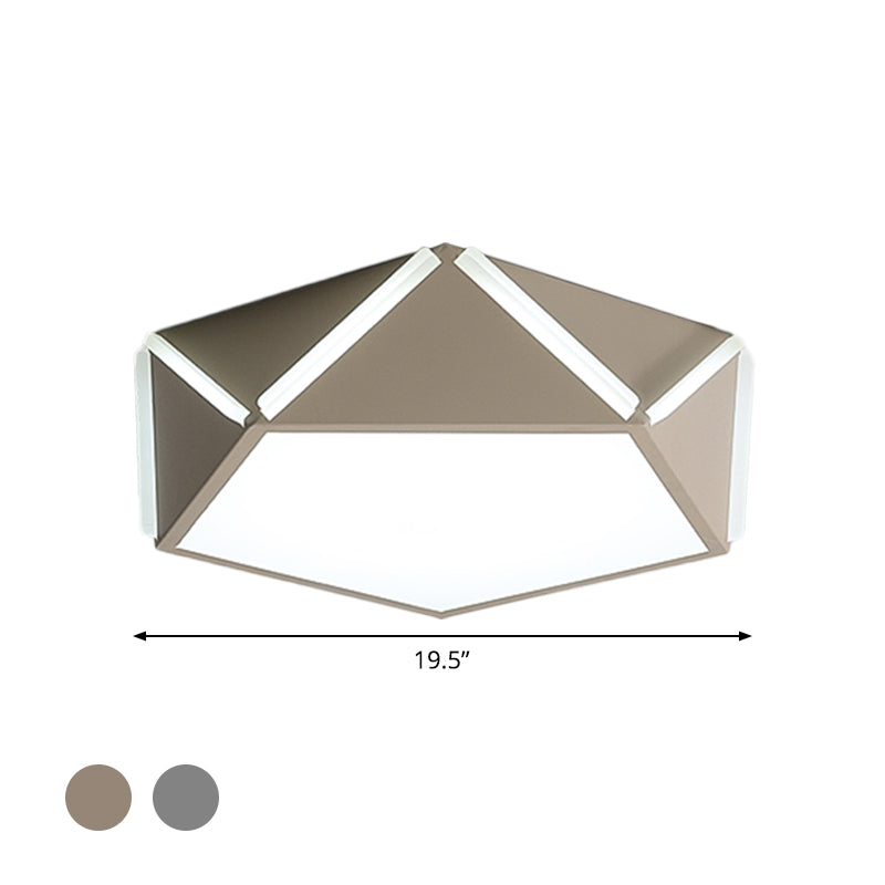 Pentagonal Flushmount LED Ceiling Lamp for Child's Bedroom - Modern Acrylic Metal Design