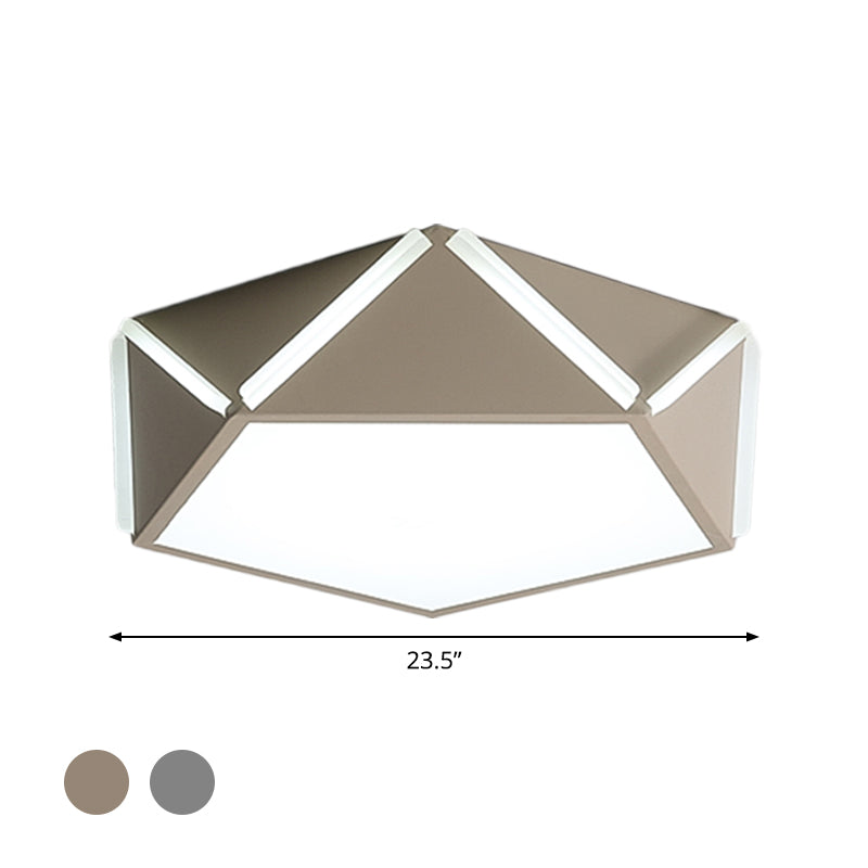 Pentagonal Flushmount LED Ceiling Lamp for Child's Bedroom - Modern Acrylic Metal Design
