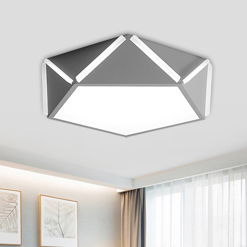 Pentagonal Flushmount LED Ceiling Lamp for Child's Bedroom - Modern Acrylic Metal Design