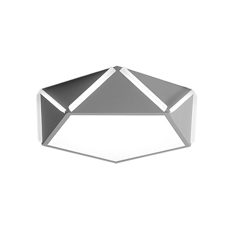 Pentagonal Flushmount Led Ceiling Lamp For Childs Bedroom - Modern Acrylic Metal Design