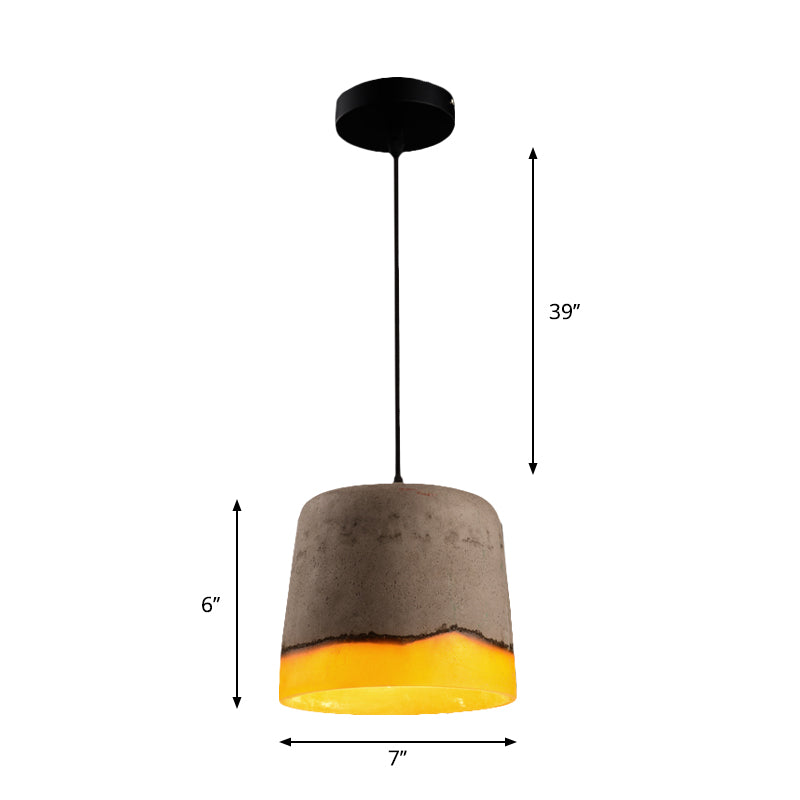 Lampe suspendue industrielle grise en ciment et résine avec 1 tête - Parfaite pour les restaurants !