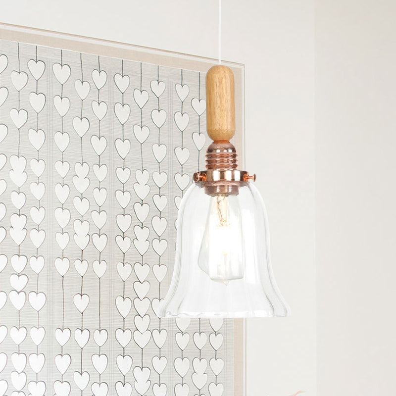 Copper Indoor Pendant Light Kit - Vintage Clear Glass Globe/Cone/Dome Design / Bell