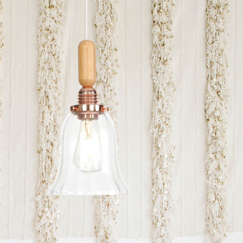 Copper Indoor Pendant Light Kit - Vintage Clear Glass Globe/Cone/Dome Design