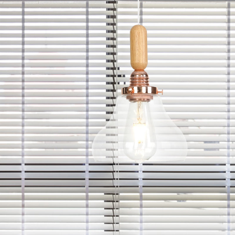 Copper Indoor Pendant Light Kit - Vintage Clear Glass Globe/Cone/Dome Design