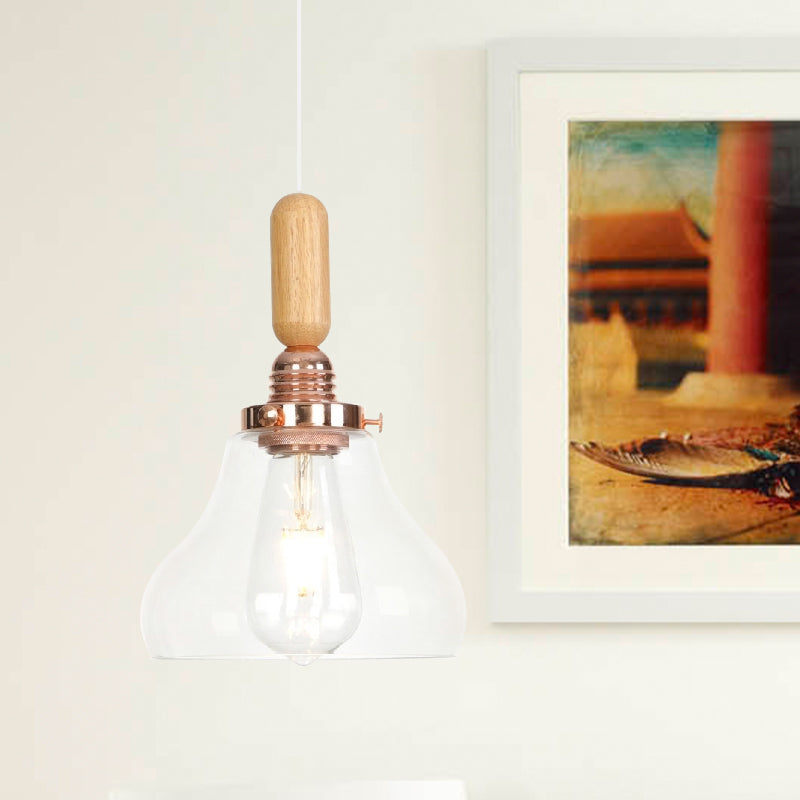 Copper Indoor Pendant Light Kit - Vintage Clear Glass Globe/Cone/Dome Design