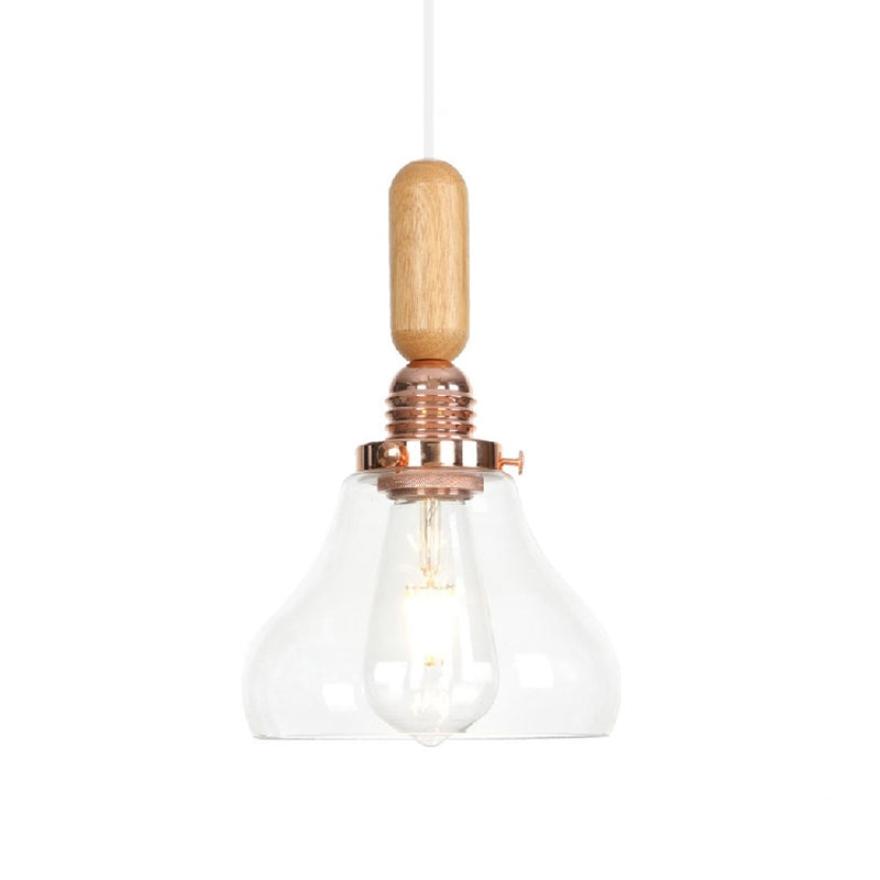 Copper Indoor Pendant Light Kit - Vintage Clear Glass Globe/Cone/Dome Design