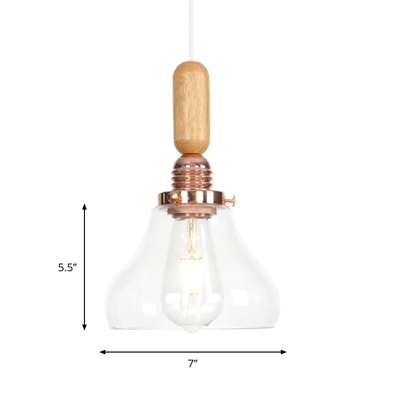 Copper Indoor Pendant Light Kit - Vintage Clear Glass Globe/Cone/Dome Design