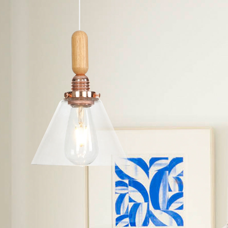 Copper Indoor Pendant Light Kit - Vintage Clear Glass Globe/Cone/Dome Design / Cone