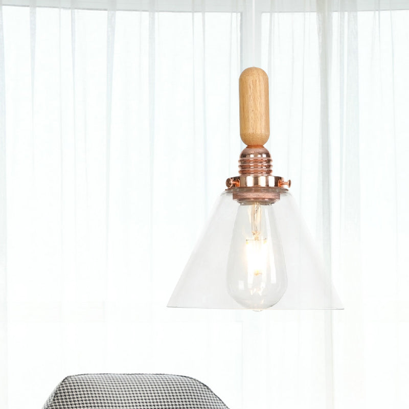 Copper Indoor Pendant Light Kit - Vintage Clear Glass Globe/Cone/Dome Design