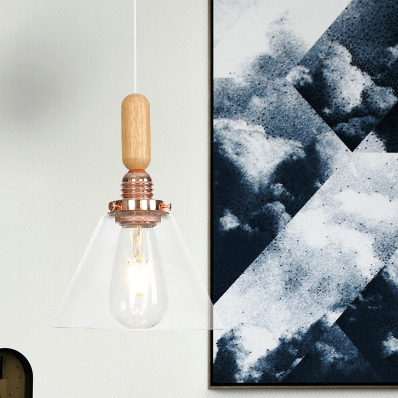 Copper Indoor Pendant Light Kit - Vintage Clear Glass Globe/Cone/Dome Design