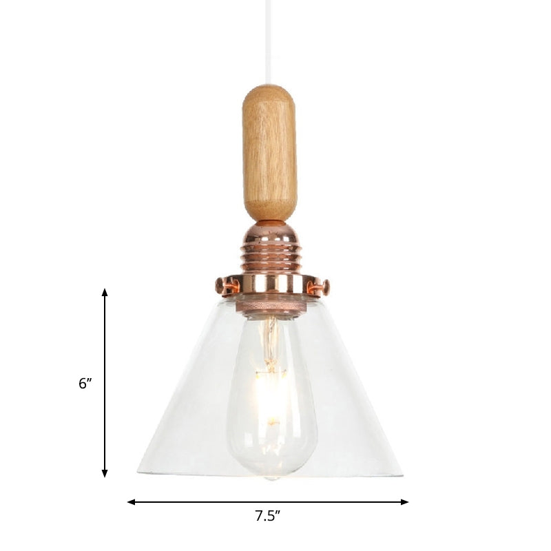 Copper Indoor Pendant Light Kit - Vintage Clear Glass Globe/Cone/Dome Design
