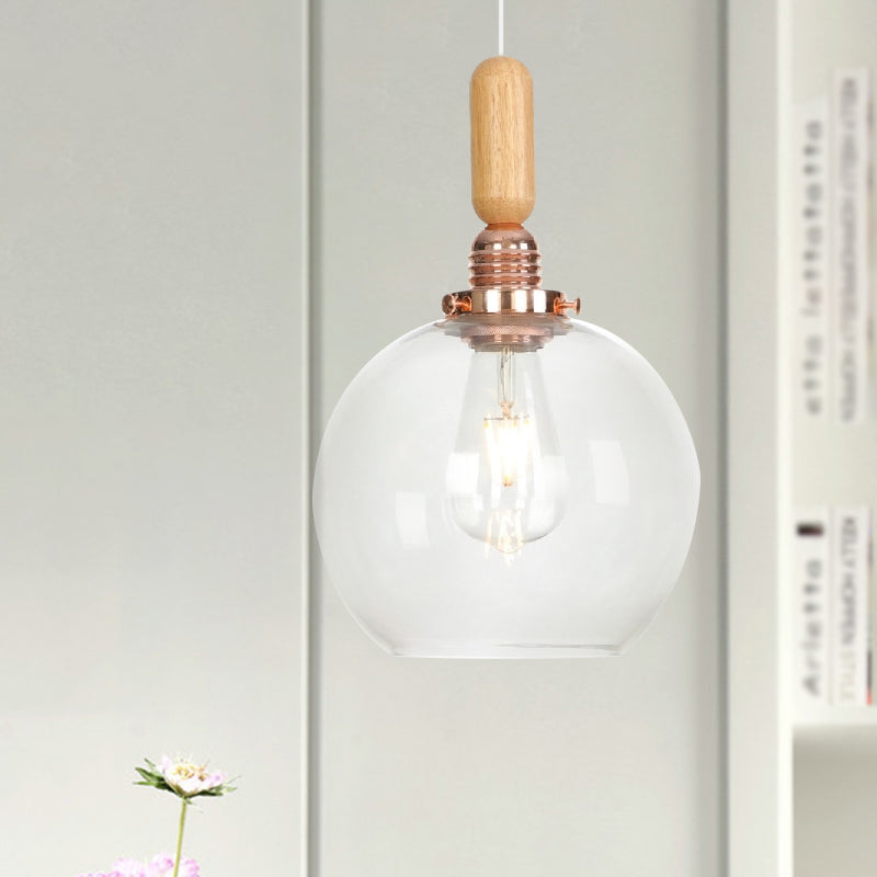 Copper Indoor Pendant Light Kit - Vintage Clear Glass Globe/Cone/Dome Design / Globe