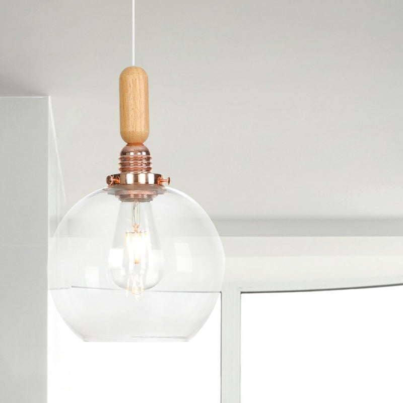 Copper Indoor Pendant Light Kit - Vintage Clear Glass Globe/Cone/Dome Design