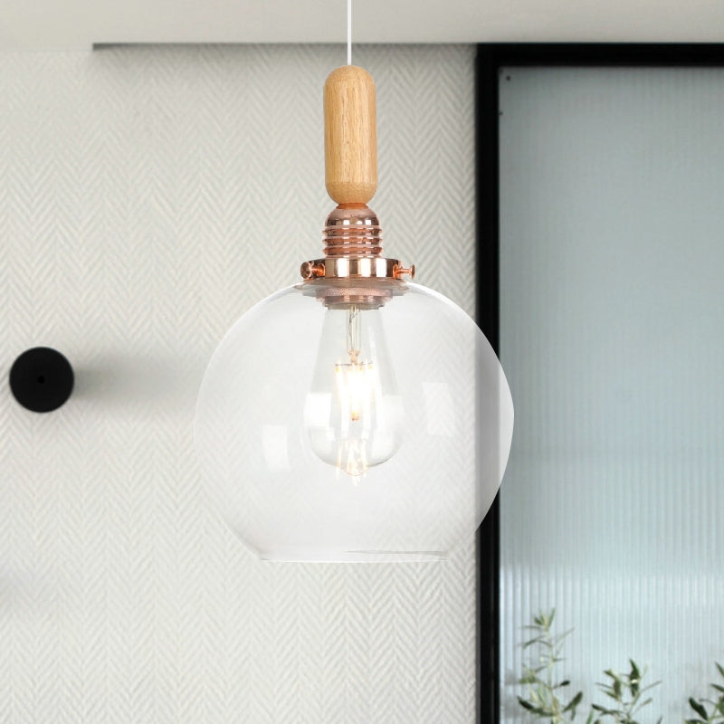 Copper Indoor Pendant Light Kit - Vintage Clear Glass Globe/Cone/Dome Design