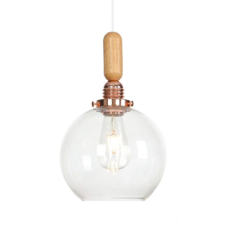 Copper Indoor Pendant Light Kit - Vintage Clear Glass Globe/Cone/Dome Design