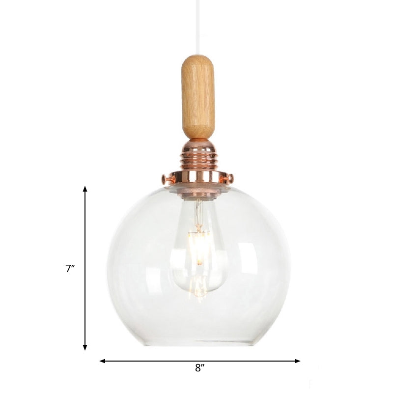 Copper Indoor Pendant Light Kit - Vintage Clear Glass Globe/Cone/Dome Design