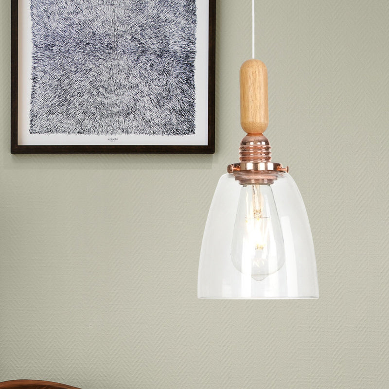 Copper Indoor Pendant Light Kit - Vintage Clear Glass Globe/Cone/Dome Design / Cylinder