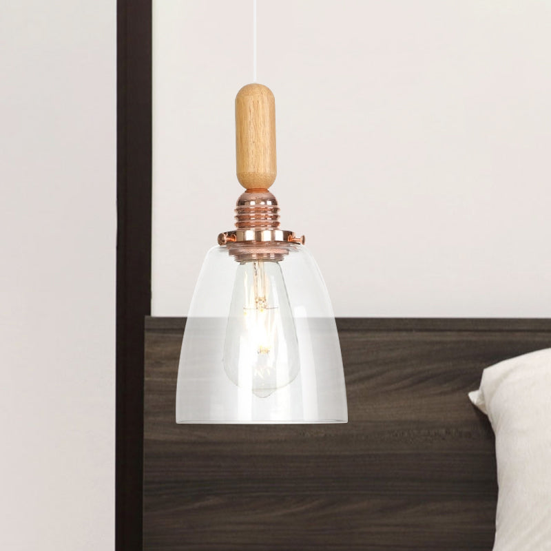 Copper Indoor Pendant Light Kit - Vintage Clear Glass Globe/Cone/Dome Design