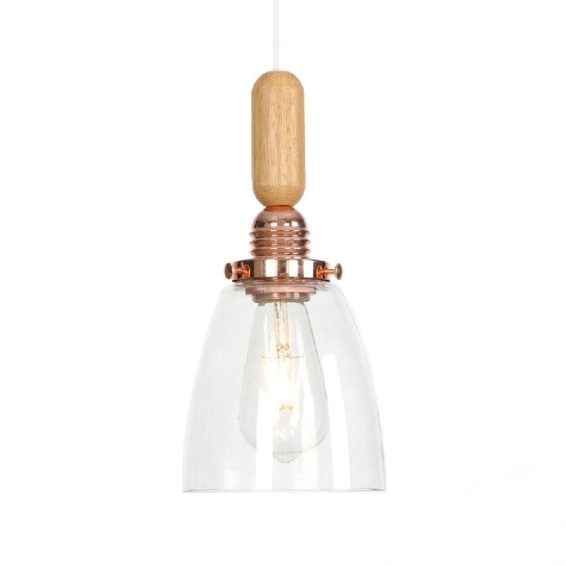 Copper Indoor Pendant Light Kit - Vintage Clear Glass Globe/Cone/Dome Design