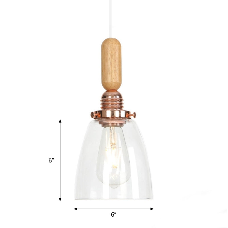 Copper Indoor Pendant Light Kit - Vintage Clear Glass Globe/Cone/Dome Design