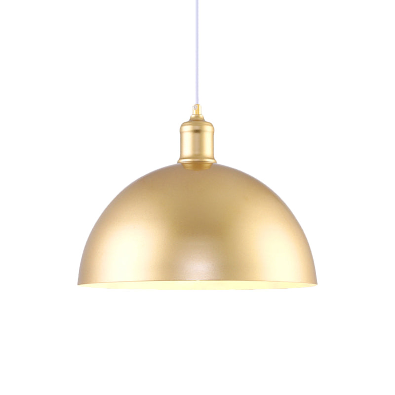 Vintage Industrial Metallic Golden Pendant Lamp, 12/16 Inch Width, Dome Shade, 1 Bulb