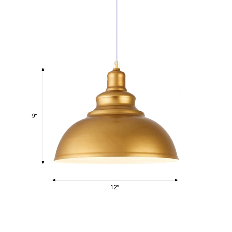 Mid-Century Gold Finish Metal Ceiling Pendant Light - 1 Head with Adjustable Cord - 3 Sizes