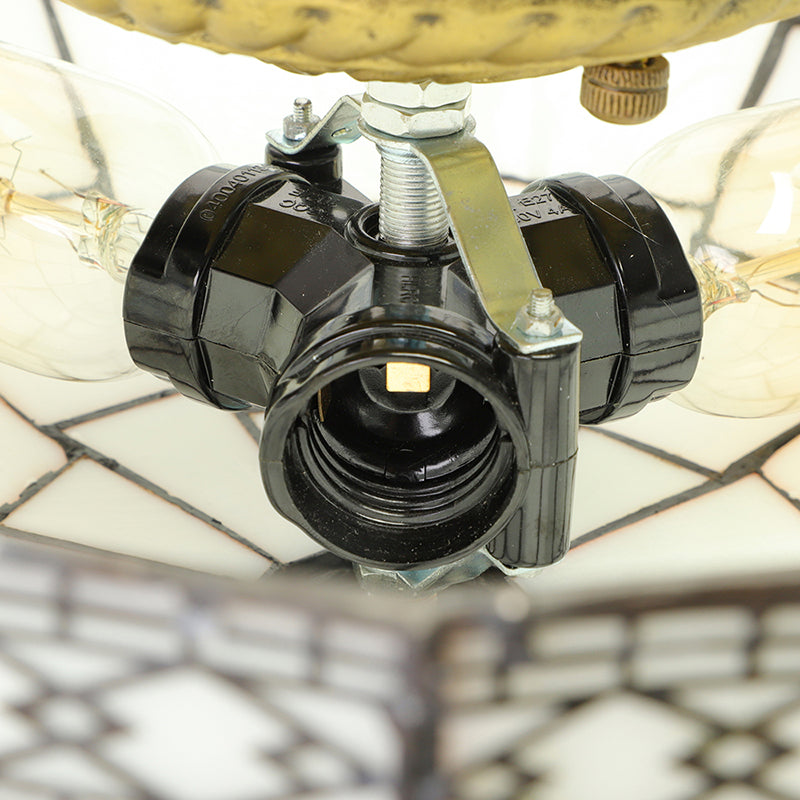 Bowl Flush Ceiling Light 8"/8.5"/10" Stained Glass 3 Lights in Beige - Traditional Flush Lighting for Living Room