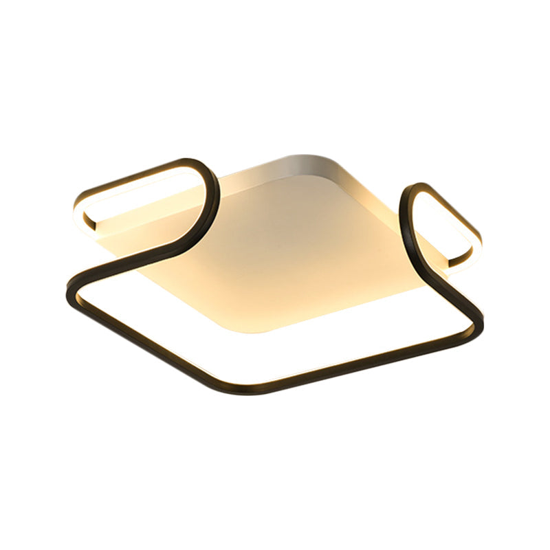 Modern Metal Square Flush Mount LED Ceiling Light (16"/19.5") - Warm/White Bedroom Lighting
