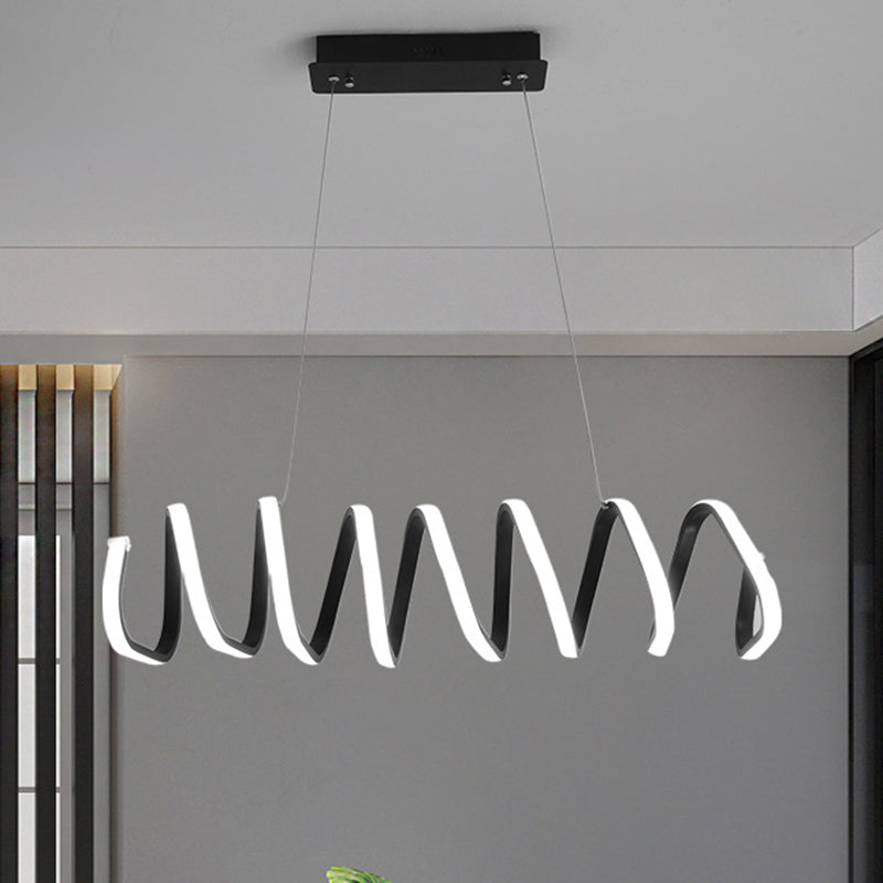 Minimalistic Metal Led Island Light Fixture In Black For Dining Room Ceilings