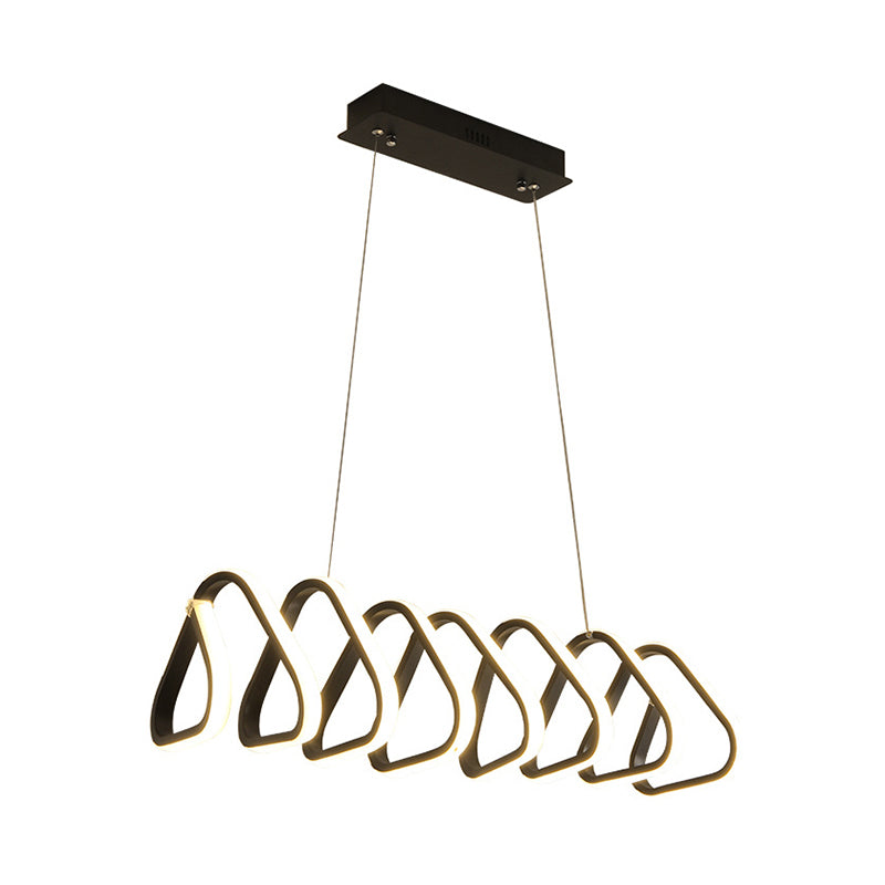 Minimalistic Metal Led Island Light Fixture In Black For Dining Room Ceilings
