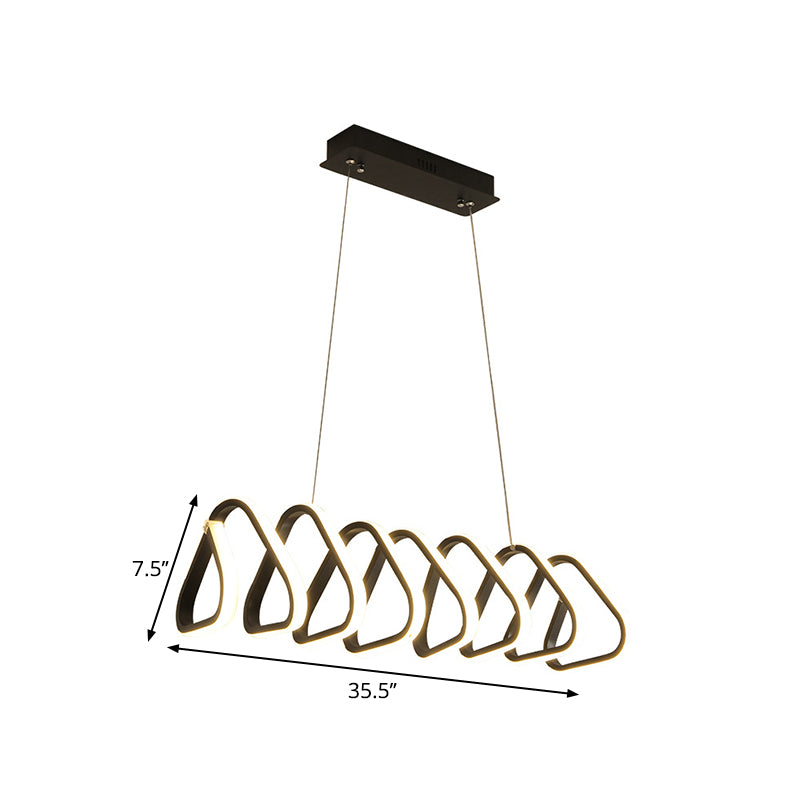 Minimalistic Metal Led Island Light Fixture In Black For Dining Room Ceilings