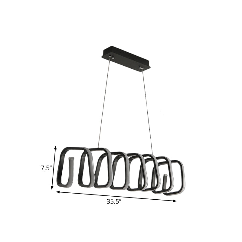 Minimalistic Metal Led Island Light Fixture In Black For Dining Room Ceilings