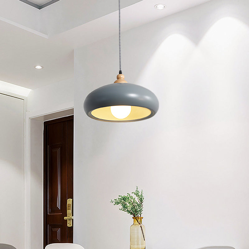 Macaron Grey/Pink/Green Pendant Light with Metal Bowl Shade for Dining Room