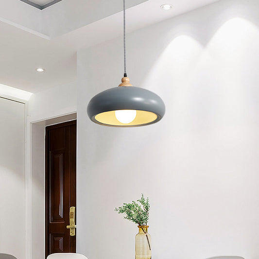 Macaron Grey/Pink/Green Pendant Light with Metal Bowl Shade for Dining Room