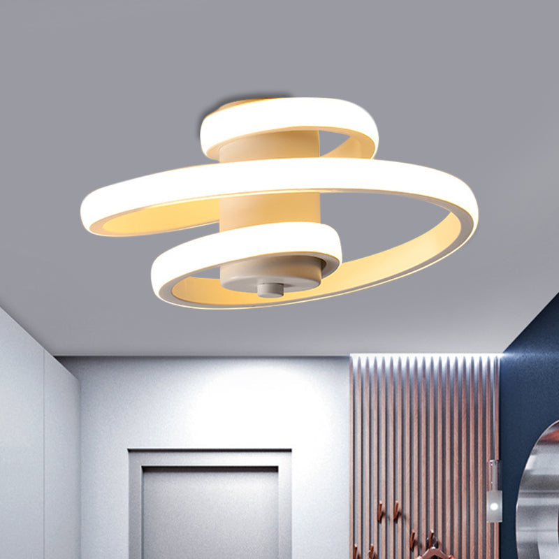 Plafonnier LED métallique en spirale élégant à lumière chaude/blanche pour couloir - Noir/Blanc