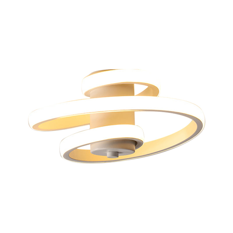 Plafonnier LED métallique en spirale élégant à lumière chaude/blanche pour couloir - Noir/Blanc