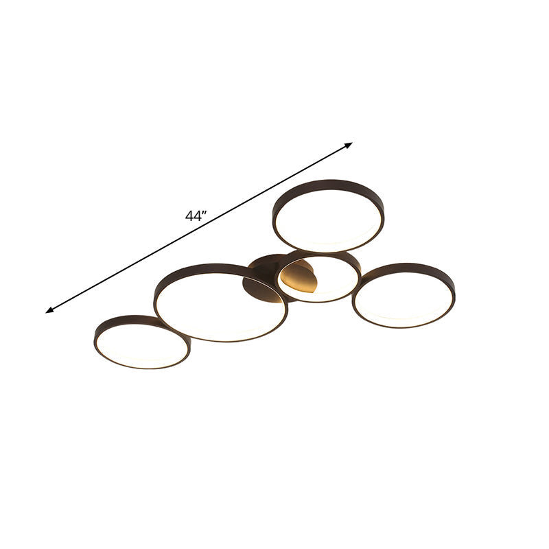 Modern Metal Bubble Rings Flush Mount LED Ceiling Light - 3/4/5-Head Black Surface Mount
