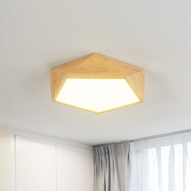 Modern Wood Frame Led Ceiling Light - Beige Warm/White 16.5/20.5/24.5 Wide / 16.5 Warm