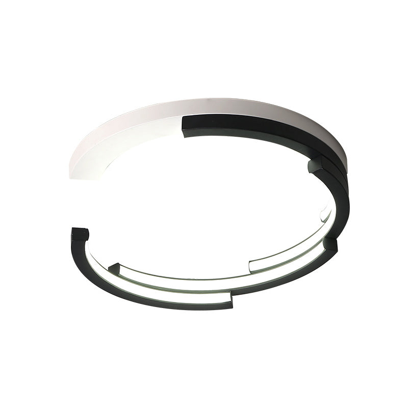 C-Shaped LED Flushmount Ceiling Light – Minimalist Acrylic, 16"/19.5" Wide, Black/White, 3 Color Light