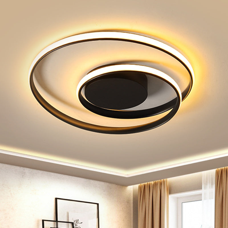Contemporary LED Ceiling Flush Mount in Black/White - 18"/23.5" Wide with Warm/White Light
