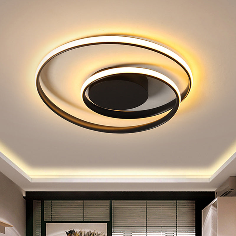 Contemporary LED Ceiling Flush Mount in Black/White - 18"/23.5" Wide with Warm/White Light
