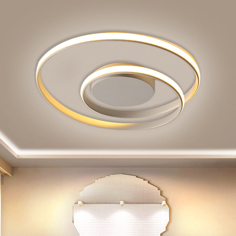Contemporary LED Ceiling Flush Mount in Black/White - 18"/23.5" Wide with Warm/White Light