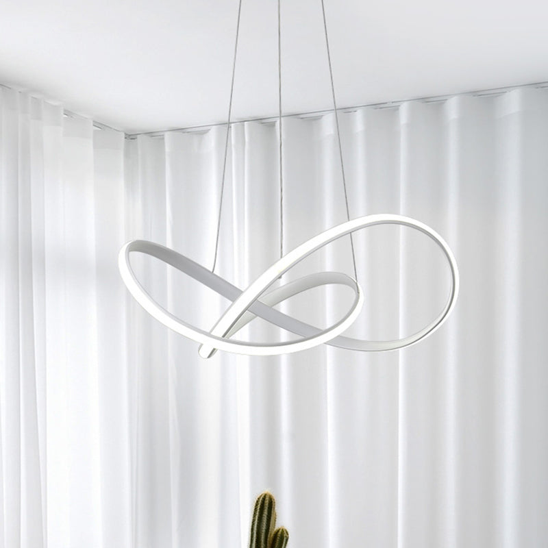 Contemporary Led Chandelier Black/White Ceiling Lamp With Metallic Shade In Warm/White Light Pendant