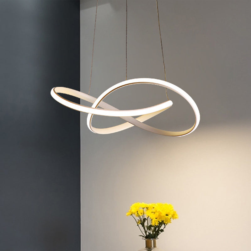 Contemporary LED Chandelier Black/White Ceiling Lamp with Metallic Shade in Warm/White Light