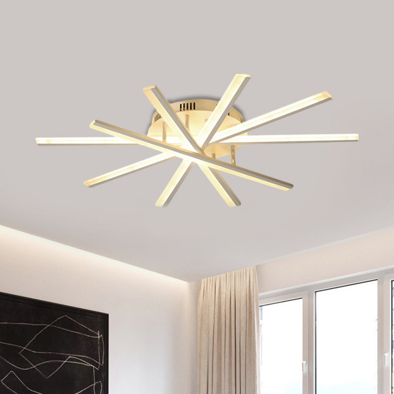 Plafonnier en acrylique Burst Design - Éclairage semi-encastré à LED blanc moderniste à lumière chaude/blanche (5/9 ampoules)