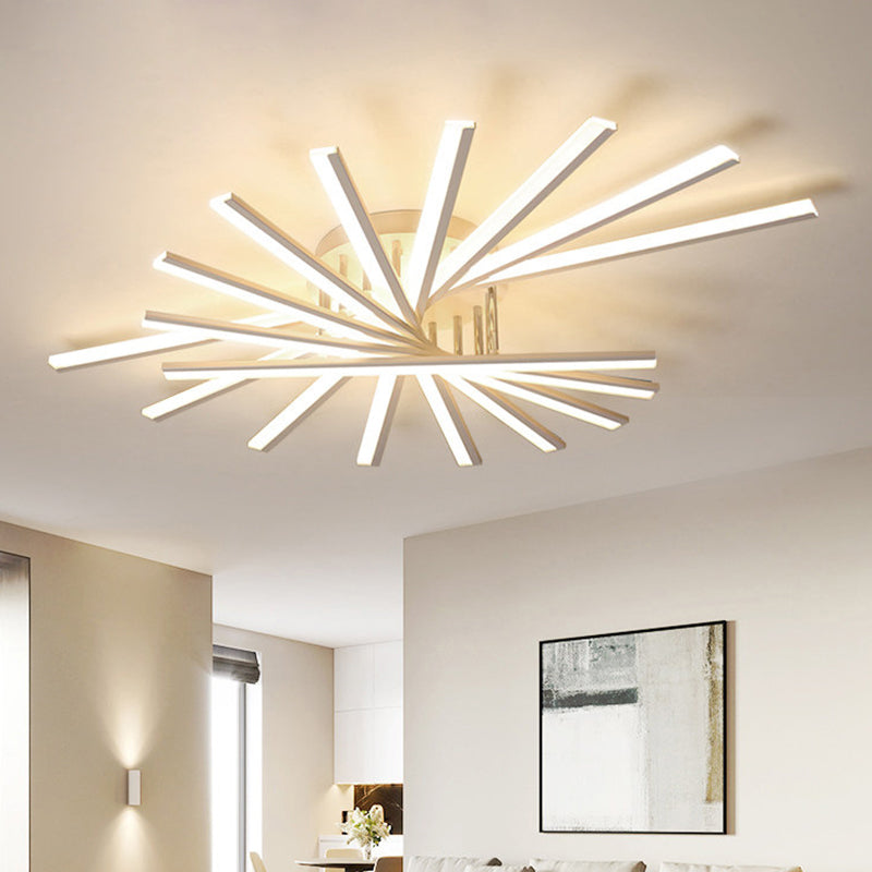 Plafonnier en acrylique Burst Design - Éclairage semi-encastré à LED blanc moderniste à lumière chaude/blanche (5/9 ampoules)