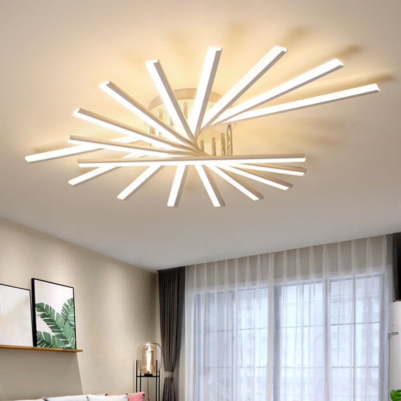 Plafonnier en acrylique Burst Design - Éclairage semi-encastré à LED blanc moderniste à lumière chaude/blanche (5/9 ampoules)