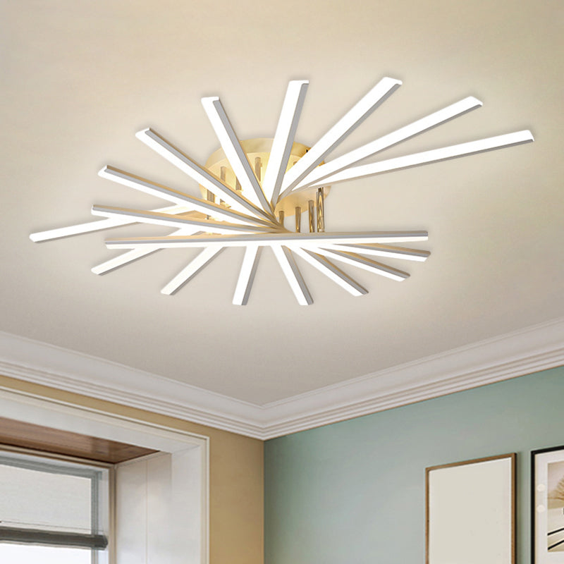 Plafonnier en acrylique Burst Design - Éclairage semi-encastré à LED blanc moderniste à lumière chaude/blanche (5/9 ampoules)