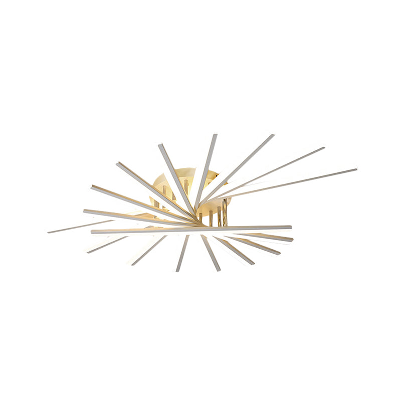 Plafonnier en acrylique Burst Design - Éclairage semi-encastré à LED blanc moderniste à lumière chaude/blanche (5/9 ampoules)